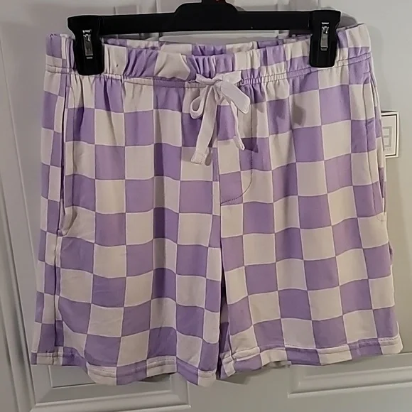 Purple Checkered Men's Shorts - Picture 3 of 8